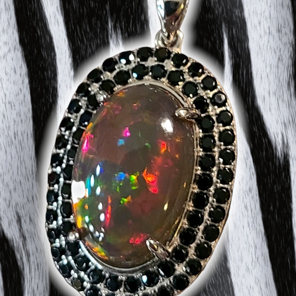 9 carat natural black opal Ethiopian pendant